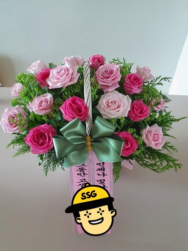 [엔젤스플라워] 핑크홀릭 일반형 꽃바구니 전국 꽃배달서비스