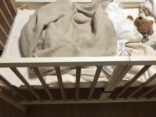 [꿈비] 올스타 원목 신생아 아기침대 2종세트 (원목가드 8p+매트리스)