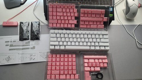 Razer PBT Keycap Upgrade Set 핑크 레이저 키캡