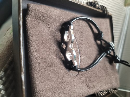 925 Silver Horsesho Leather Bracelet  -Male/Female