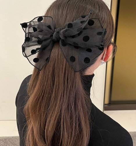 dot ribbon hairpin (black)