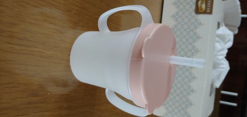 에디슨 베이비 흘림방지 빨대컵-핑크