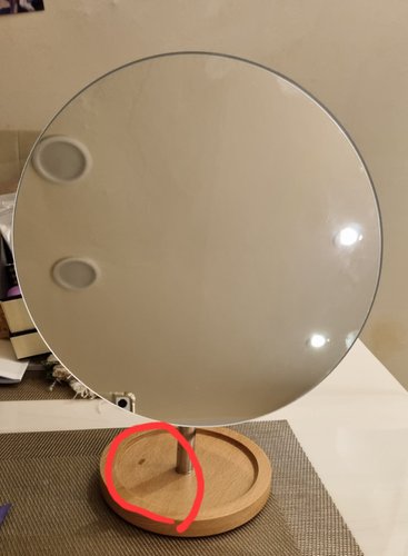 비치우드로 수납하는 큰 원형 탁상 거울