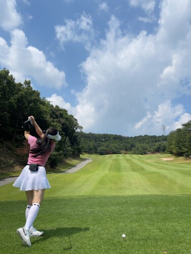 [로로얼로이]여성 골프 쉬폰 플리츠 하늘하늘 A라인 골프스커트 속바지내장 치마바지
