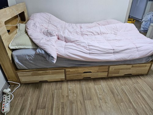 [인기상품]마레 LED 4단 수납 원목 침대(매트제외-슈퍼싱글)