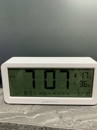플랜룩스 심플뷰 전자 탁상시계 LED 백라이트 온도 습도 무소음 알람 시계