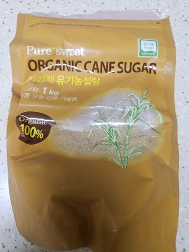 퓨어스윗 비정제  유기농설탕 1kgx1팩/오가닉 비정제원당 친환경 갈색설탕