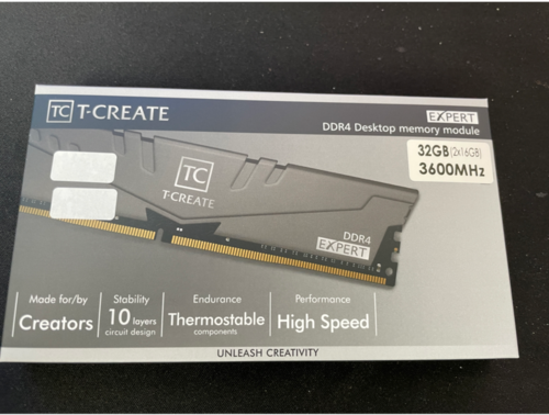 [서린공식] TEAMGROUP T-CREATE DDR4-3600 CL18 EXPERT OC10L 패키지 서린 (32GB(16Gx2))