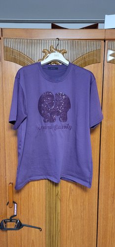 스팽글 코끼리 일러스트 반팔 티셔츠 ZD06QT039ON