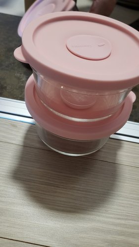 글라스락 렌지쿡 캔디핑크 햇밥용기 원형 350ml 4조 세트