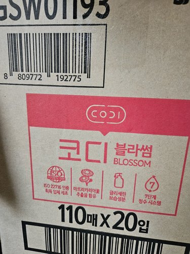 [SSG단독]코디 블라썸 물티슈 110매(캡)*20팩