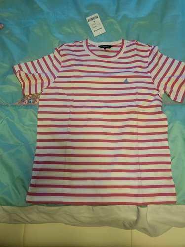 [23SS][Essential] 스트라이프 라운드 반소매 티셔츠  핑크 (BF3342UE1X)