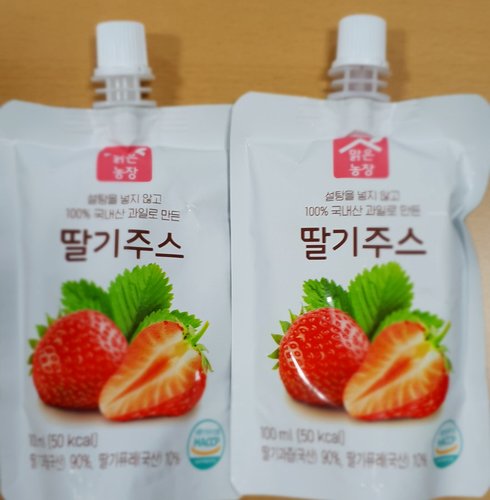 [채움건강]국내산과일채소100%무설탕무첨가 맑은농장 딸기주스(100ml*10포/1박스)
