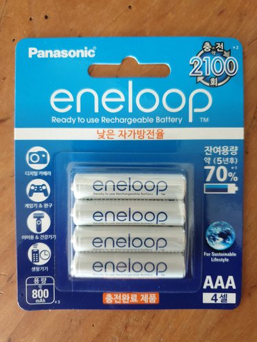 [Panasonic] 파나소닉 신형 충전지 에네루프(eneloop) 800mAh AAA타입 4알 / 2100회 재충전