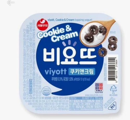 [서울우유] 비요뜨 쿠키앤크림 131g*2