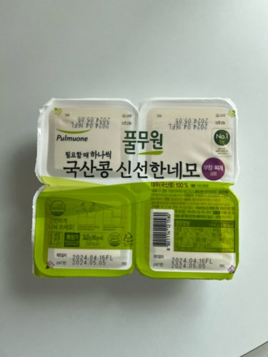 [풀무원] 신선한 네모 국산 콩 두부 찌개/부침 겸용 340g